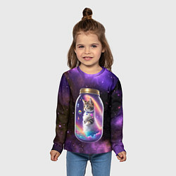 Лонгслив детский Котик в звездном небе, цвет: 3D-принт — фото 2