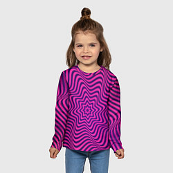 Лонгслив детский Абстрактный фиолетовый узор, цвет: 3D-принт — фото 2