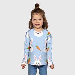 Лонгслив детский Зайчики и морковки, цвет: 3D-принт — фото 2