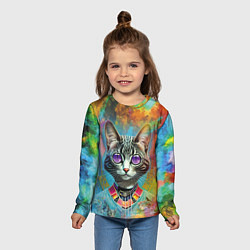 Лонгслив детский Cat fashionista - neural network, цвет: 3D-принт — фото 2