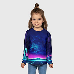 Лонгслив детский Неоновая проекция космоса, цвет: 3D-принт — фото 2