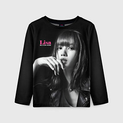 Лонгслив детский Blackpink Lisa in leather jacket, цвет: 3D-принт