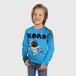 Лонгслив детский Коля космонавт футболист, цвет: 3D-принт — фото 2