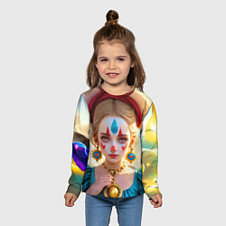 Лонгслив детский Девушка арлекин с воздушными шарами, цвет: 3D-принт — фото 2