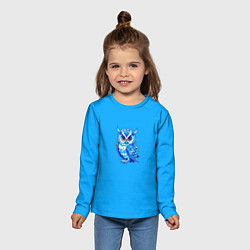 Лонгслив детский Мультяшная сова голубой, цвет: 3D-принт — фото 2