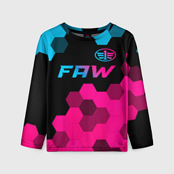 Лонгслив детский FAW - neon gradient: символ сверху, цвет: 3D-принт