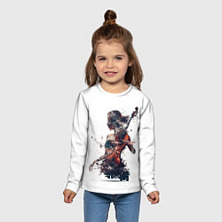 Лонгслив детский Девушка со скрипкой абстракция, цвет: 3D-принт — фото 2