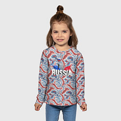 Лонгслив детский Happy Russia волнистые узоры, цвет: 3D-принт — фото 2