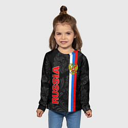 Лонгслив детский Russia black style, цвет: 3D-принт — фото 2