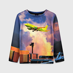 Лонгслив детский S7 Боинг 737 в облаках, цвет: 3D-принт