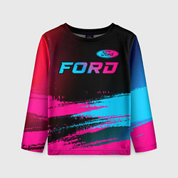 Лонгслив детский Ford - neon gradient: символ сверху, цвет: 3D-принт