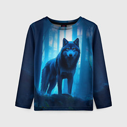 Лонгслив детский Волк в ночном лесу, цвет: 3D-принт