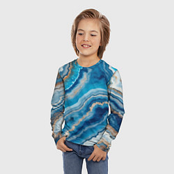 Лонгслив детский Текстура голубого океанического агата, цвет: 3D-принт — фото 2