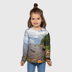 Лонгслив детский Лодка на Ладоге, цвет: 3D-принт — фото 2