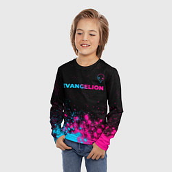 Лонгслив детский Evangelion - neon gradient: символ сверху, цвет: 3D-принт — фото 2
