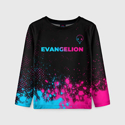 Лонгслив детский Evangelion - neon gradient: символ сверху, цвет: 3D-принт