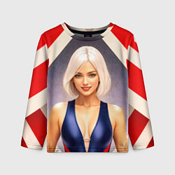 Лонгслив детский Девушка блондинка в спортивном костюме, цвет: 3D-принт