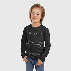 Лонгслив детский Собака на черном - Пабло Пикассо, цвет: 3D-принт — фото 2