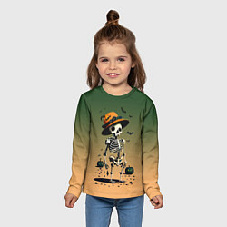Лонгслив детский Funny skeleton - halloween - neural network, цвет: 3D-принт — фото 2
