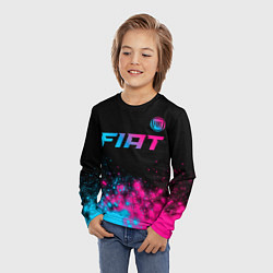 Лонгслив детский Fiat - neon gradient: символ сверху, цвет: 3D-принт — фото 2