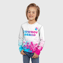 Лонгслив детский Cowboy Bebop neon gradient style: символ сверху, цвет: 3D-принт — фото 2