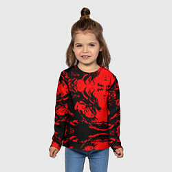 Лонгслив детский Черный дракон на красном небе, цвет: 3D-принт — фото 2