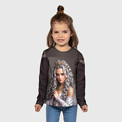 Лонгслив детский Девушка с пепельно-серыми вьющимися волосами, цвет: 3D-принт — фото 2