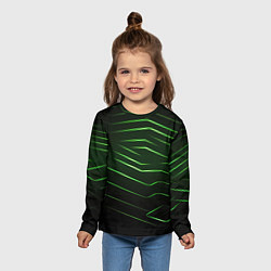Лонгслив детский Green abstract dark background, цвет: 3D-принт — фото 2
