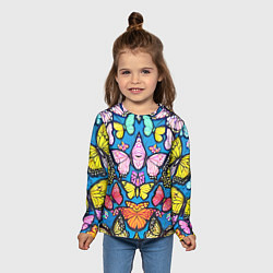 Лонгслив детский Зеркальный паттерн из бабочек - мода, цвет: 3D-принт — фото 2