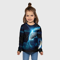 Лонгслив детский Космос и сияющая планета, цвет: 3D-принт — фото 2