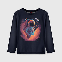 Лонгслив детский Космонавт в космических облаках, цвет: 3D-принт