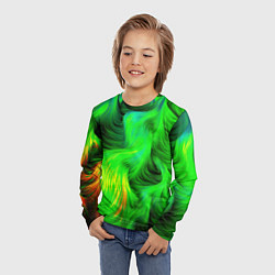 Лонгслив детский Зеленый абстрактный дым, цвет: 3D-принт — фото 2