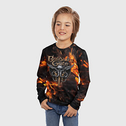 Лонгслив детский Baldurs Gate 3 fire logo, цвет: 3D-принт — фото 2