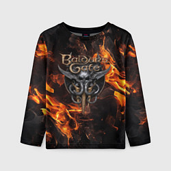 Лонгслив детский Baldurs Gate 3 fire logo, цвет: 3D-принт