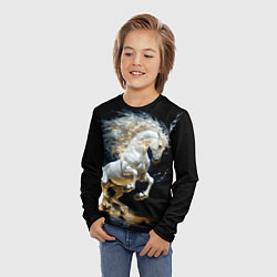 Лонгслив детский Конь Белая молния, цвет: 3D-принт — фото 2