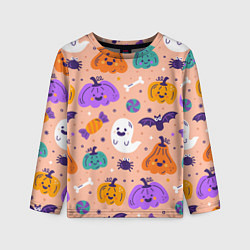 Лонгслив детский Halloween - pumpkins and ghosts, цвет: 3D-принт