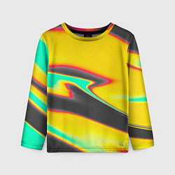 Лонгслив детский Слияние жёлтого голубого чёрного цветов, цвет: 3D-принт