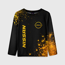 Детский лонгслив Nissan - gold gradient: надпись, символ