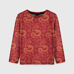 Лонгслив детский Dragon red pattern, цвет: 3D-принт