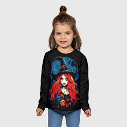 Лонгслив детский Ведьма с красными волосами, цвет: 3D-принт — фото 2