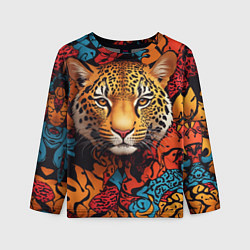 Лонгслив детский Леопард с африканскими узорами, цвет: 3D-принт