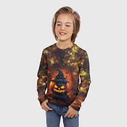 Лонгслив детский Хэллоуинская тыква в шляпе, цвет: 3D-принт — фото 2