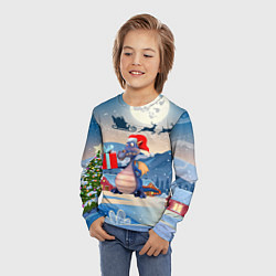 Лонгслив детский Новогодний дракон 2024, цвет: 3D-принт — фото 2