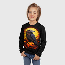 Лонгслив детский Halloween - ворон и тыква, цвет: 3D-принт — фото 2
