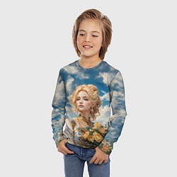 Лонгслив детский Девушка славянка с букетом цветов, цвет: 3D-принт — фото 2