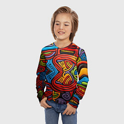 Лонгслив детский Разноцветный узор в стиле абстракционизм, цвет: 3D-принт — фото 2