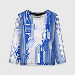Лонгслив детский Синие линии на белом фоне киберпанк, цвет: 3D-принт