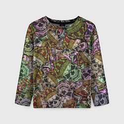 Детский лонгслив Череп с короной паттерн