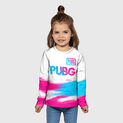 Лонгслив детский PUBG neon gradient style посередине, цвет: 3D-принт — фото 2