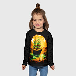 Лонгслив детский Парусник на фантастическом закате, цвет: 3D-принт — фото 2